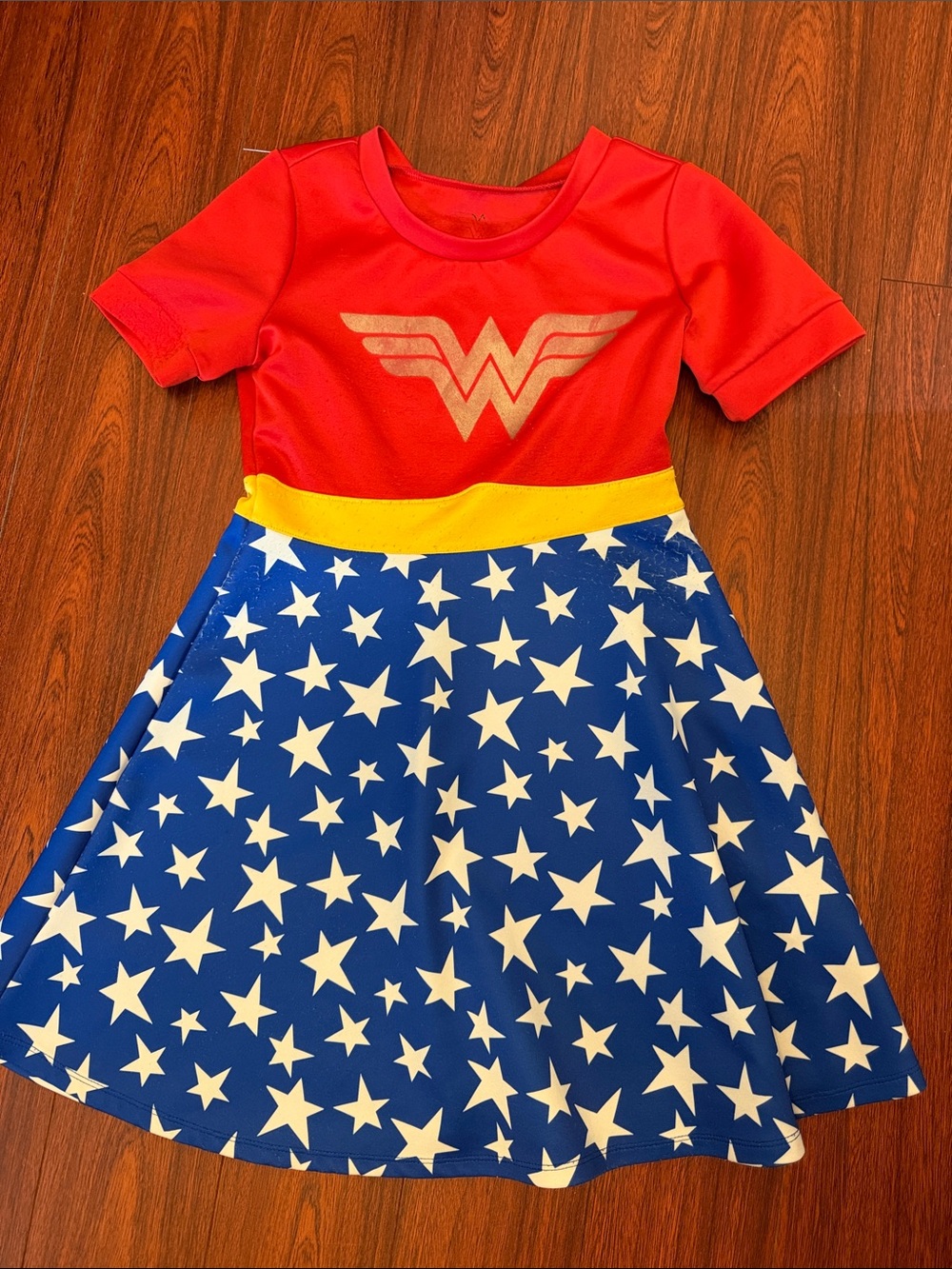 Wonder Woman Girls' Red, Blue & Yellow Superhero Star Dress